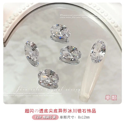 10-20PCS Super Sparkle Clear Translucent Zircon Nake Pointed Diamonds Nail Art Rhinestones Decorations Manicure Ornaments