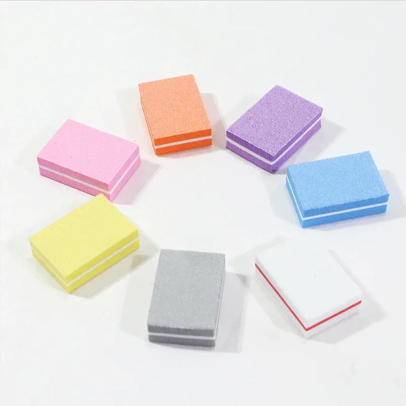 New 100-10Pc Mini Buffing Sanding Files Block Pedicure Care Nail Art Buffer Polish Manicure Pedicure Nail File Tools Nail Charm