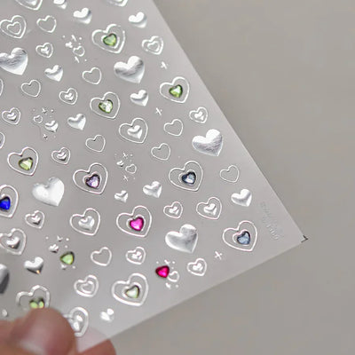 Cat's Eye 5D Gradient European Love Heart Gem Wing Crystal Geometric Colorful Self Adhesive Nail Art Stickers Manicure Decals