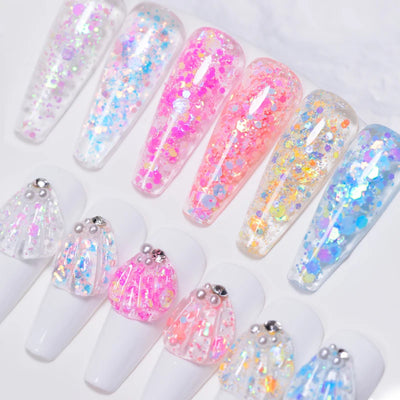 30g Dopamine Sequin Flexible 3D Gel Non Stick Hand Solid Extension Nail Gel Nude Pink White Extension Gel Rhinestone Glue Gel