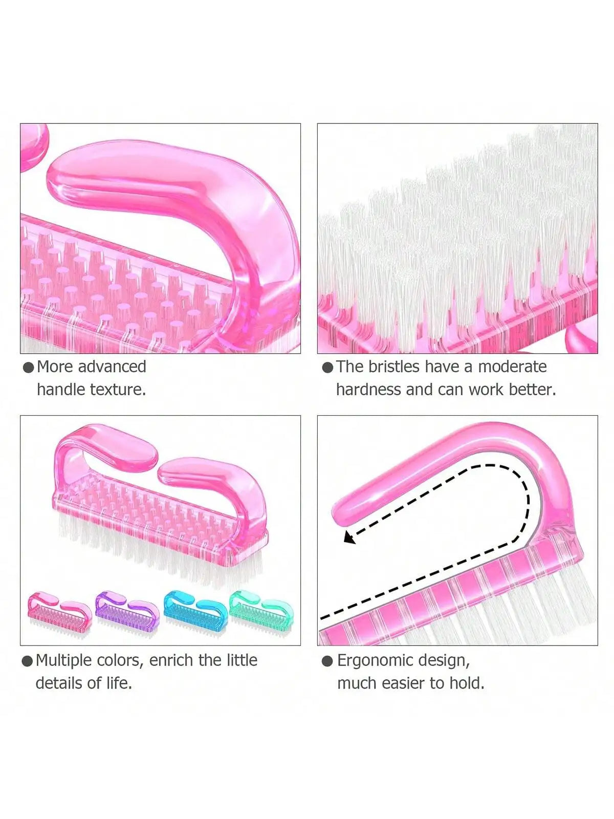 4pcs/Set Nail Art Tools Kit With Large Nail Polish Brush, Dust Brush, Cleaning Brush And Cuticle Pusher