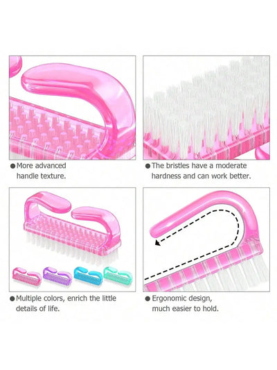 4pcs/Set Nail Art Tools Kit With Large Nail Polish Brush, Dust Brush, Cleaning Brush And Cuticle Pusher