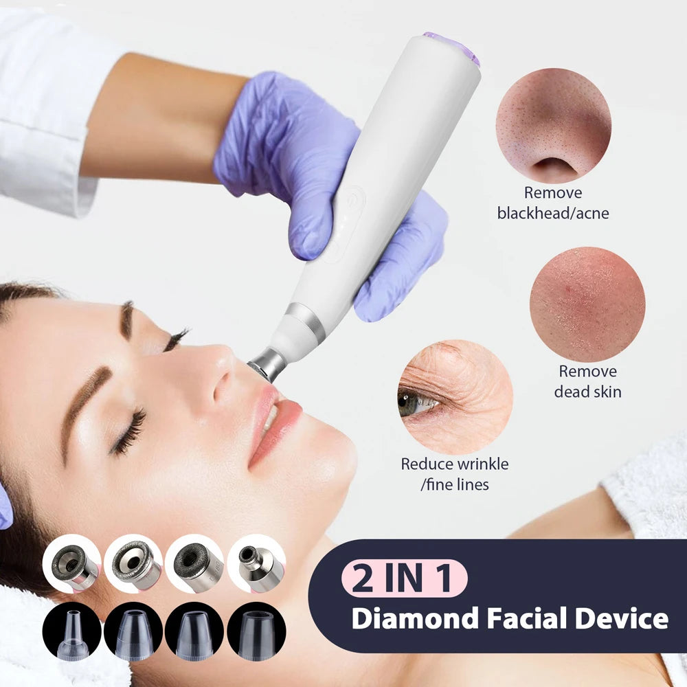 Diamond Microdermabrasion Machine Facial Vacuum Blackhead Removal Skin Toning Anti Aging Home Facial Peeling Beauty Device SPA