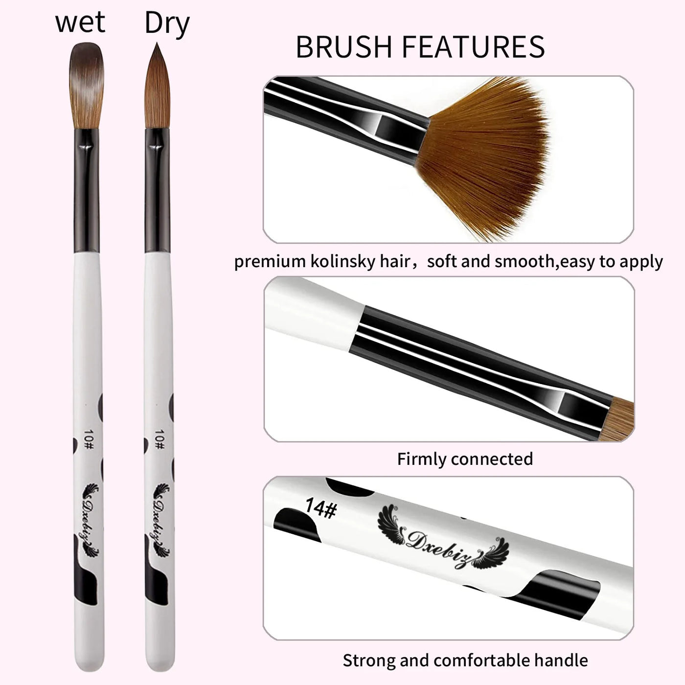 3/4/5 PCS Kolinsky Nail Art Brush Acrylic Powder Application Nail Mink Brush Gel Builder Nail Tools Manicure Extension Carving