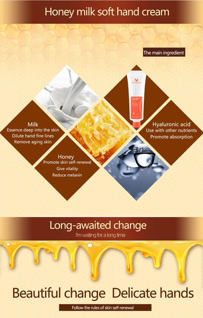 Milk Honey Soft Hand Cream Anti Aging Nourishing Smooth Anti Cracking Hands Repairs Dry Wrinkles Soften Skin Skin Care