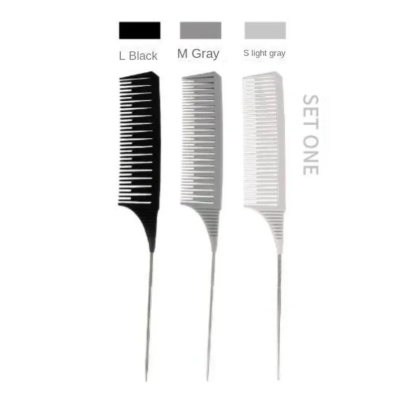 3pcs Hairbrush Hair Styling Combs Tailed Comb Set Coloring Dyeing Comb Salon Tool Sectioning Highlighting Weaving Cutting Comb
