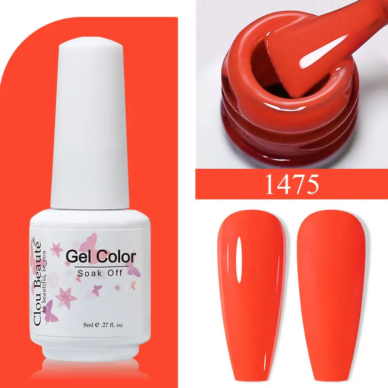 Clou Beaute 8ml Gel Polish Colorful Glitter UV Nail Gel Vernis Semi Permanent Glass Bottle Blue Green White Soak Off Gel Nail