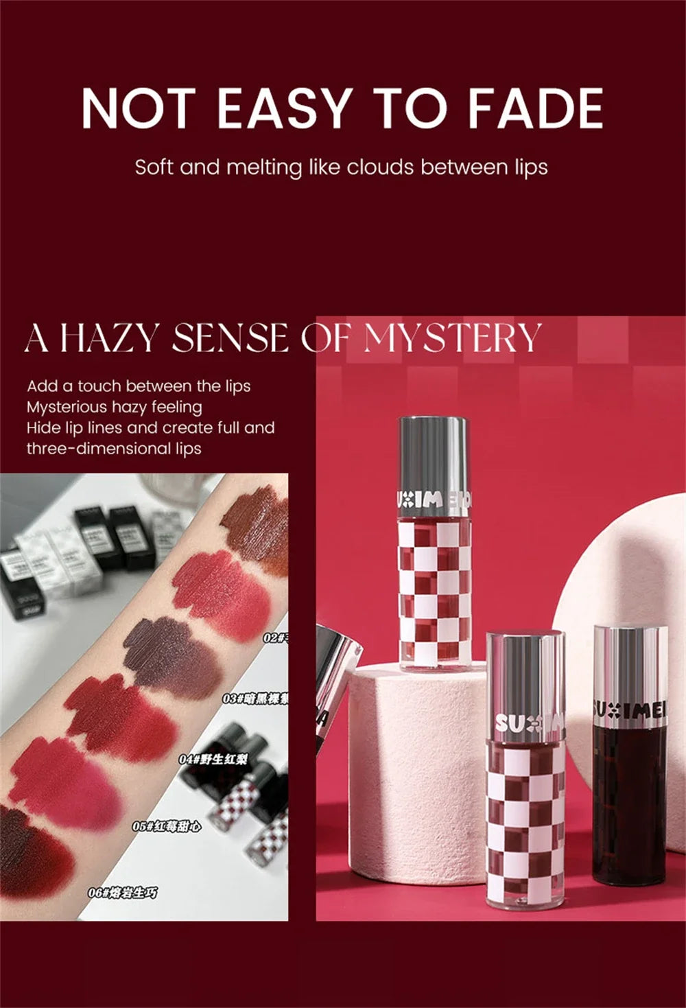 6 Color Punk Dark Red Lip Gloss Matte Lipstick Lasting Waterproof Smoky Dark Nude Purple Durable Natural Lip Tint Korea Makeup