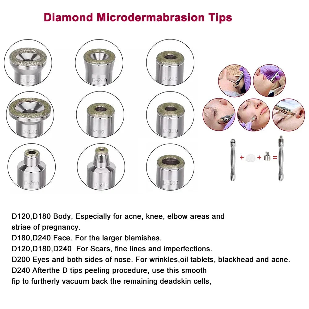 3 in 1 Facial Care Salon Equipment Diamond Microdermabrasion Dermabrasion Machine for Personal Home Use With Diamond Tips