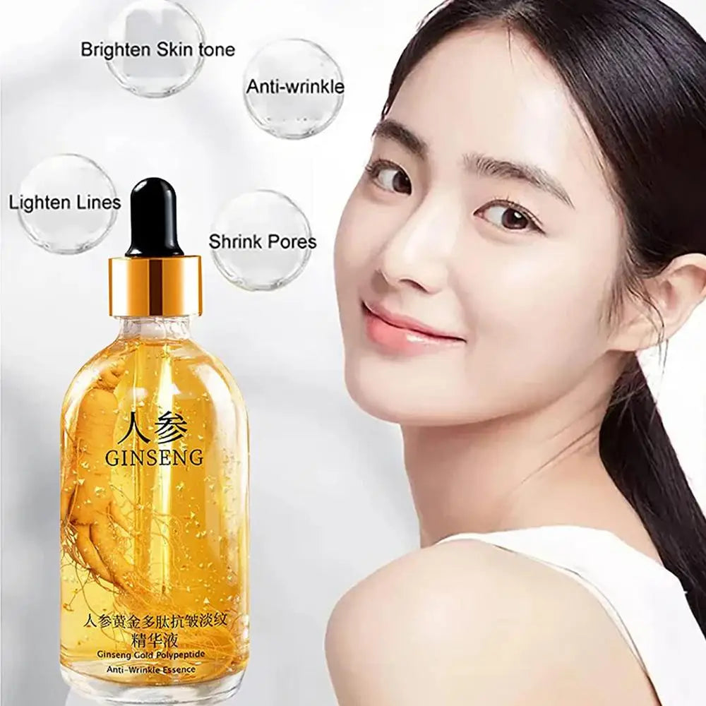 NEW 100ml/120ml Gold Ginseng Face Essence Polypeptide Anti-wrinkle Lightning Moisturizing Facial Serum Skin Care Products