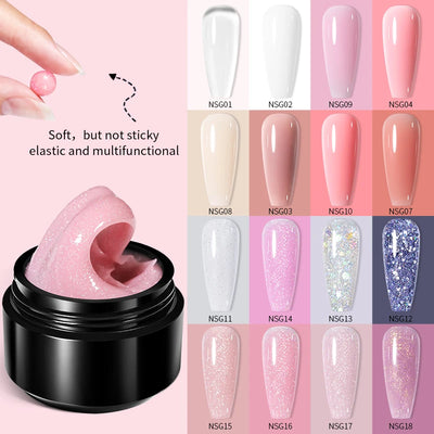 BORN PRETTY 15ml Nude White Non Stick Hand Solid Extension Nail Gel Polish Carving Flower Nail Art Building Constructed UV Gel