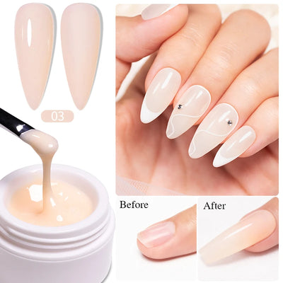 30g Dopamine Sequin Flexible 3D Gel Non Stick Hand Solid Extension Nail Gel Nude Pink White Extension Gel Rhinestone Glue Gel