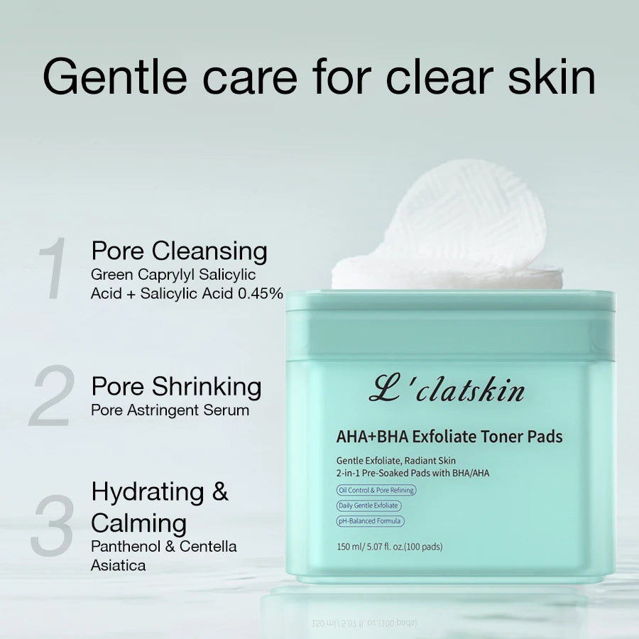 Pore Clear Exfoliation AHA+BHA Exfoliating Pads Skin Moisturizing Gentle Exfoliation Deep Cleansing Exfoliating Pads