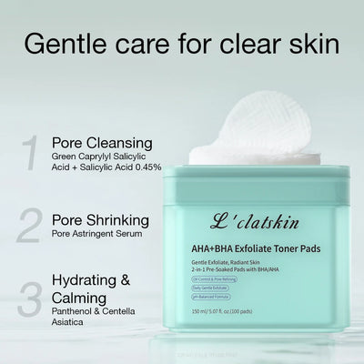 Pore Clear Exfoliation AHA+BHA Exfoliating Pads Skin Moisturizing Gentle Exfoliation Deep Cleansing Exfoliating Pads