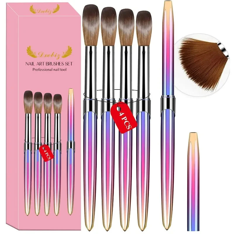 3/4/5 PCS Kolinsky Nail Art Brush Acrylic Powder Application Nail Mink Brush Gel Builder Nail Tools Manicure Extension Carving