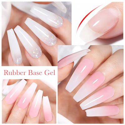 BORN PRETTY 15ML Milky Pink Rubber Base Gel Camouflage Color Coat Jelly White Nude Soak Off Nails Gels Varnish Self-leveling Gel