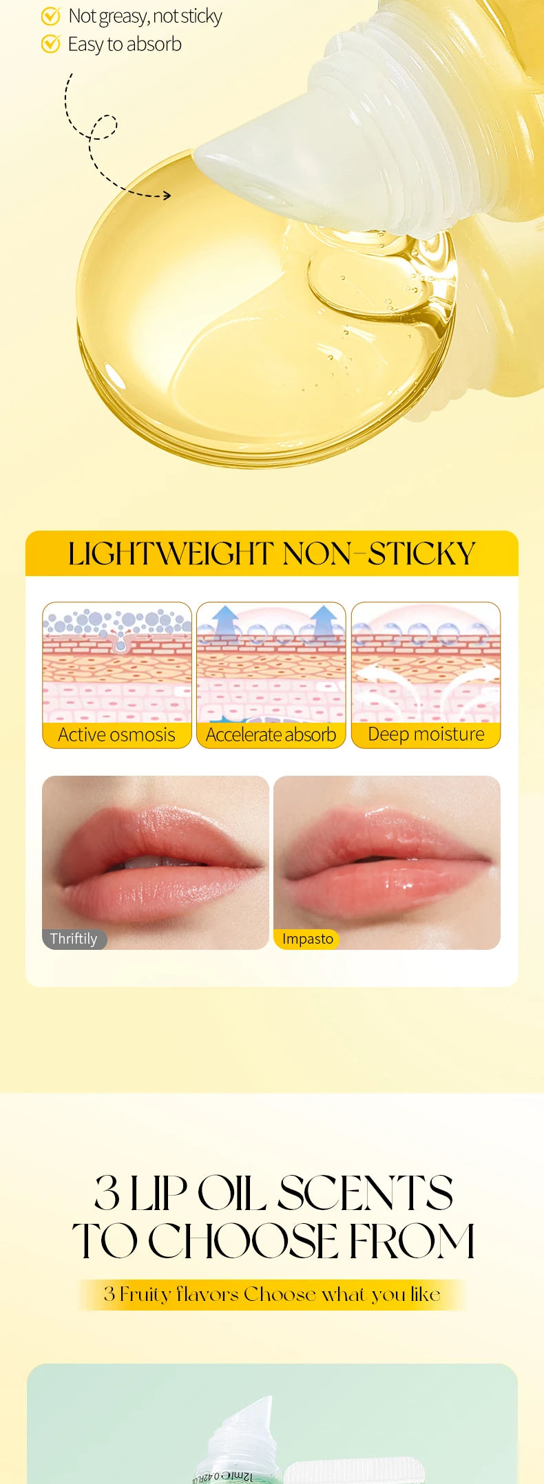 3pcs/set SADOER Crystal Jelly Lip Oil Hydrating Plumps Lip Gloss Cute Makeup Lipsticks Clear Serum Fruit Lip Balm Cosmetics Sets