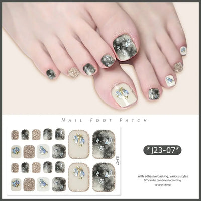 Removable Foot Nail Stickers White Flash Exquisite Toe Nail Sticker Fashion 22 Foot Nail Supplies And Manicure Tools Foot Toe