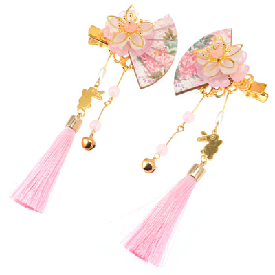 2 Pcs Japanese Flower Hair Clip Women Accessories Tassel Hair Pin Decorative Braiders Hairpiece Hairstyle Headwear