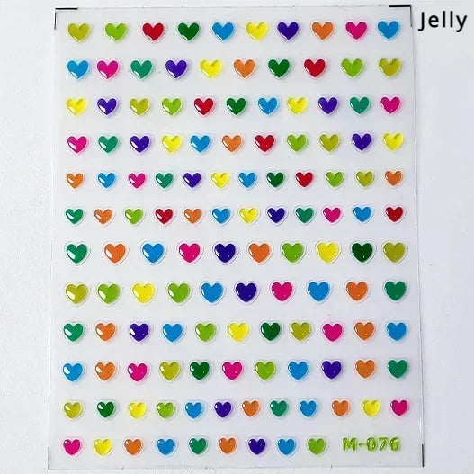 Cat's Eye 5D Gradient European Love Heart Gem Wing Crystal Geometric Colorful Self Adhesive Nail Art Stickers Manicure Decals