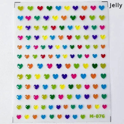 Cat's Eye 5D Gradient European Love Heart Gem Wing Crystal Geometric Colorful Self Adhesive Nail Art Stickers Manicure Decals