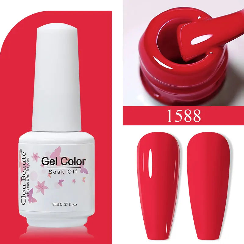 Clou Beaute 8ml Gel Polish Colorful Glitter UV Nail Gel Vernis Semi Permanent Glass Bottle Blue Green White Soak Off Gel Nail