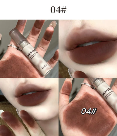 Gothic Matte Black Lipstick Waterproof Mousse Lip Mud Nude Brown Lipstick Moisturize Silky Gloss Makeup Non-stick Lips Tint