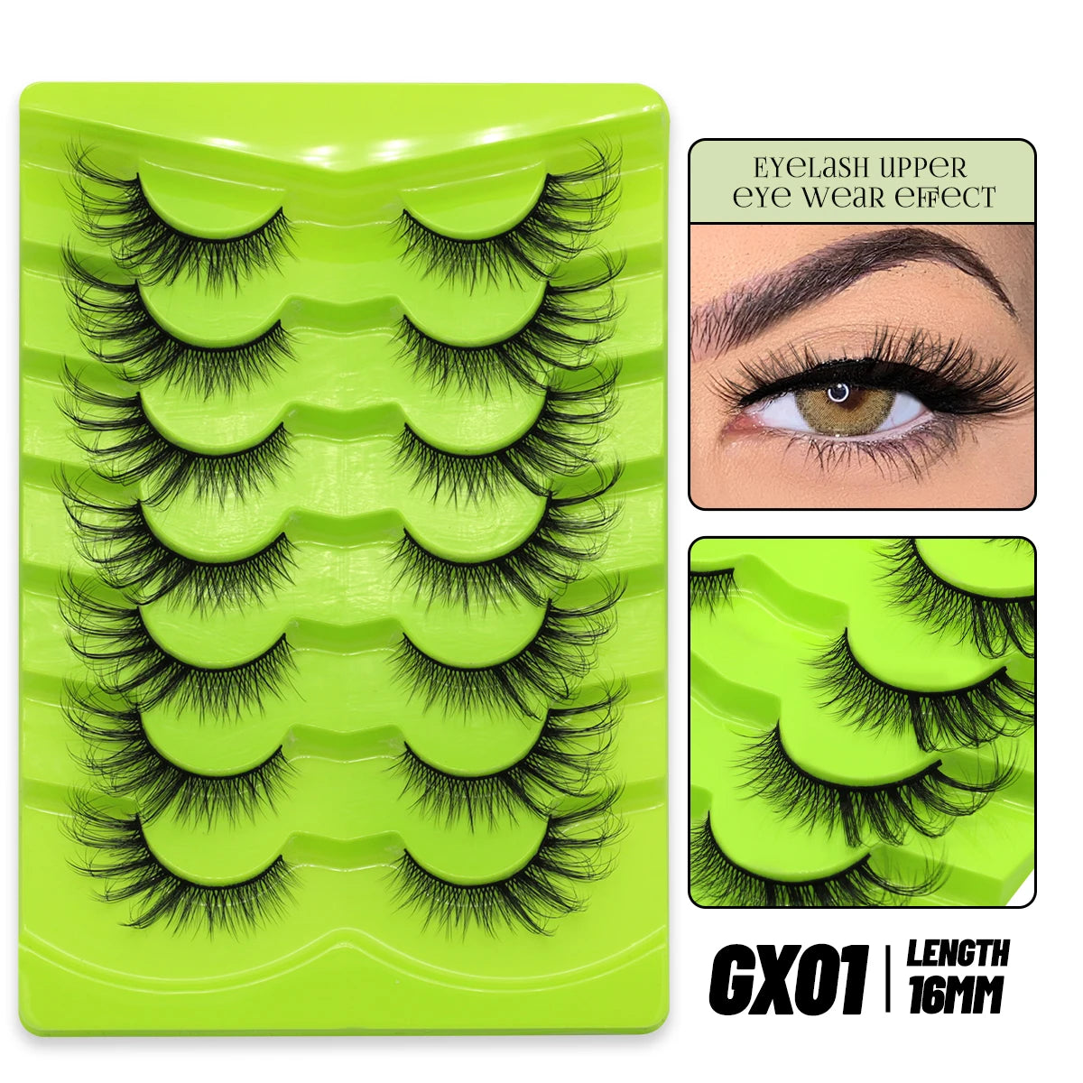 GROINNEYA Cat Eye Lashes Natural long Manga Lashes Faux Mink Eyelashes Winged End Eye Elongated Eyelashes Fake Lashes Soft