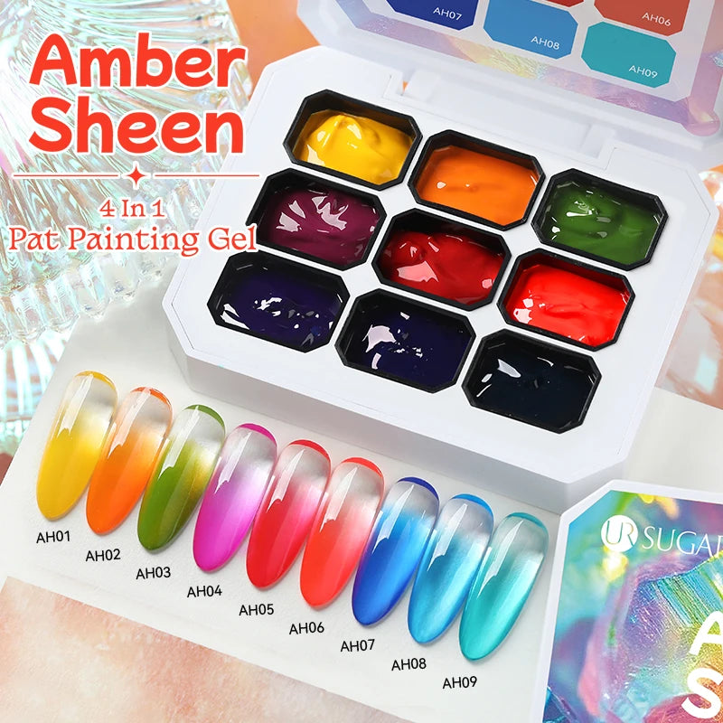 UR SUGAR 9 Colors 4 In 1 Pat Painting Gel Y2K Gradient Blush Color Semi Permanent Soak Off UV&LED Gel Nail Art Creation Salon DI