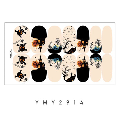 Baking Free Arrival Halloween Nail Stickers Full Sticker Fashion Nail Art Jewelry Wholesale Applique Nail Sticker 14 Tips