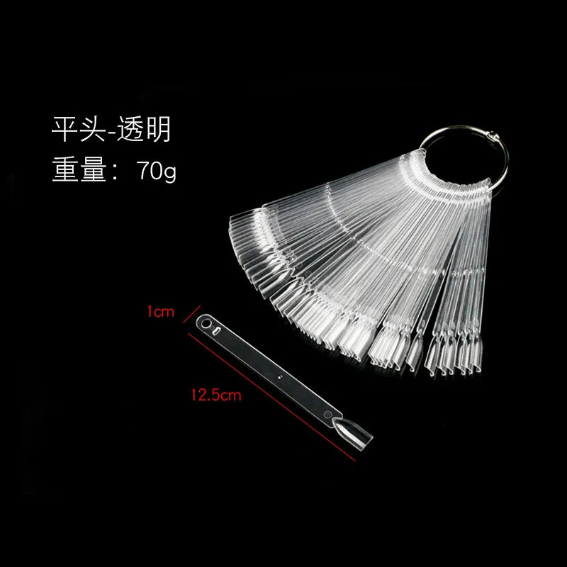 50Pcs/Set Nail Tips Colors Display Tools color plate practice nail plate fan-shaped Manicure Tools
