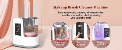 3 IN 1 Electric Makeup Brush Cleaner Machine With Makeup Brush Dryer-Holder-Portable Automatic USB Cosmetic Brushes Cleaner Tool