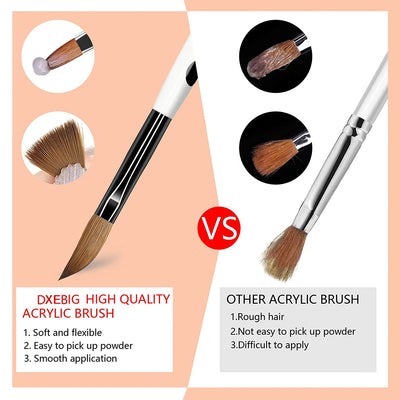 3/4/5 PCS Kolinsky Nail Art Brush Acrylic Powder Application Nail Mink Brush Gel Builder Nail Tools Manicure Extension Carving