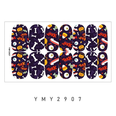 Baking Free Arrival Halloween Nail Stickers Full Sticker Fashion Nail Art Jewelry Wholesale Applique Nail Sticker 14 Tips