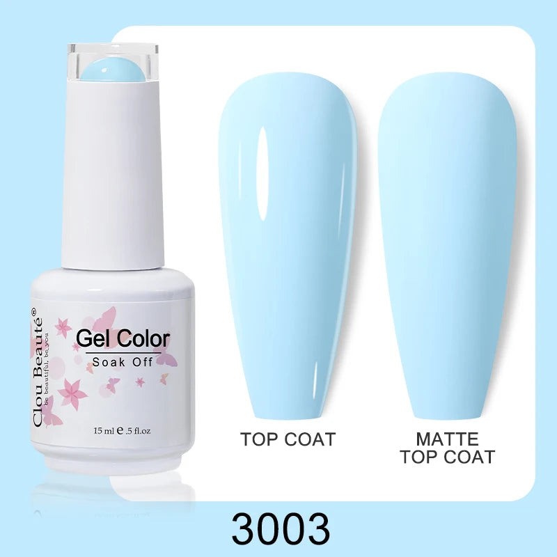 Clou Beaute Nail Gel Polish Kit 15ml Soak Off UVLED Nails Varnish Semi Permanent Nail Art Gels Lacquer Top Base Coat Gel Lacquer