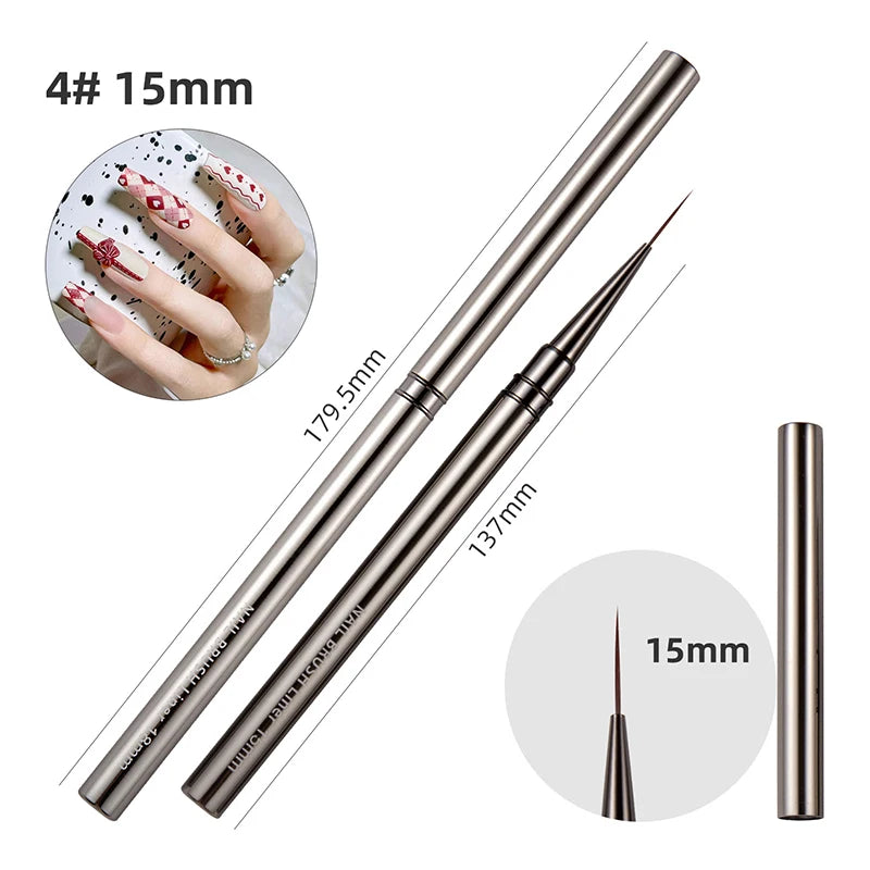 BORN PRETTY Nail Liner Brush DIY Drawing Painting Flower Line Stripes Pen Metal Handle UV Gel Nail Art Brushes Manicure Tool