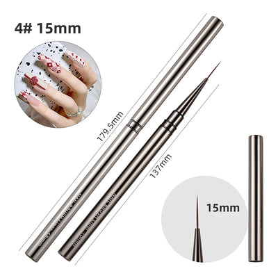 BORN PRETTY Nail Liner Brush DIY Drawing Painting Flower Line Stripes Pen Metal Handle UV Gel Nail Art Brushes Manicure Tool