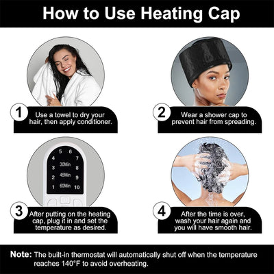 SPA Heat Cap Hair Steamer for Black Natural Hair 10 Level Hair Mask Hair Heating Cap for Hair Treatment Home Use