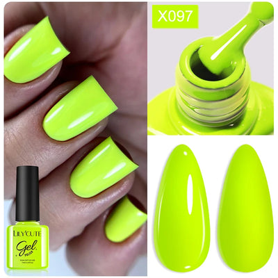 LILYCUTE 7ml Fluorescent Crackle Gel Nail Polish Summer Neon Red Green Vernis Semi Permanent UV Gel Nail Art Manicure For Nails