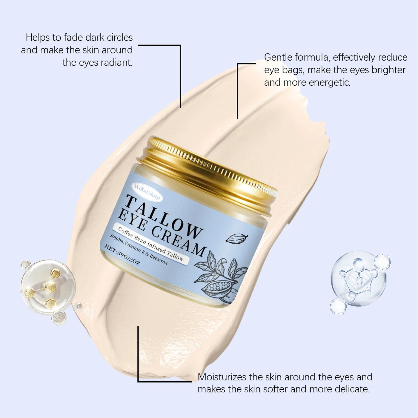 Firming Eye Cream Eye Bag Removal Fade Fine Lines Lightening Dark Circles Moisturizing Brighten Tallow Anti Puffiness Eye Cream