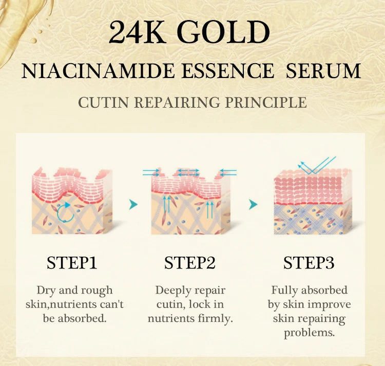 AUQUEST 24k Gold Face Serum Hyaluronic Acid Serum Moisturizing Whitening Anti Aging Wrinkle Face Skin Care 15ml