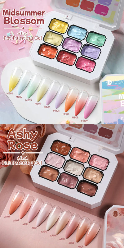 UR SUGAR 9 Colors 4 In 1 Pat Painting Gel Y2K Gradient Blush Color Semi Permanent Soak Off UV&LED Gel Nail Art Creation Salon DI