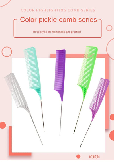 3pcs Hairbrush Hair Styling Combs Tailed Comb Set Coloring Dyeing Comb Salon Tool Sectioning Highlighting Weaving Cutting Comb