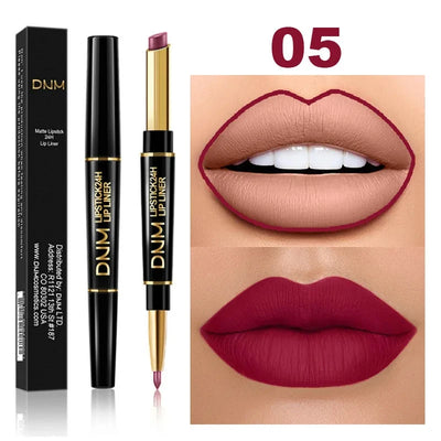 Double Ended Matte Lipstick Women Lip Liner 2 In 1 Makeup Matte Lipstick Durable Waterproof Nude Red Lipstick Lips Cosmetics