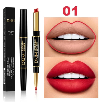 Double Ended Matte Lipstick Women Lip Liner 2 In 1 Makeup Matte Lipstick Durable Waterproof Nude Red Lipstick Lips Cosmetics