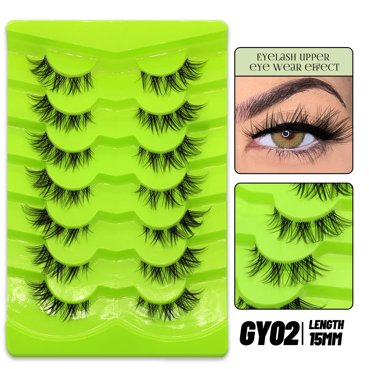 GROINNEYA Cat Eye Lashes Natural long Manga Lashes Faux Mink Eyelashes Winged End Eye Elongated Eyelashes Fake Lashes Soft