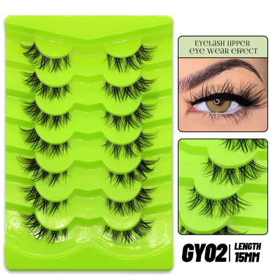 GROINNEYA Cat Eye Lashes Natural long Manga Lashes Faux Mink Eyelashes Winged End Eye Elongated Eyelashes Fake Lashes Soft