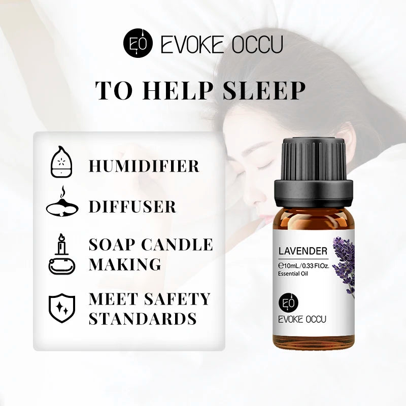 EVOKE OCCU 10mL Essential Oil, Lavender Jasmine Rose Vanilla Pure Natural Oil for Diffuser Humidifier Massage Candle Soap Making