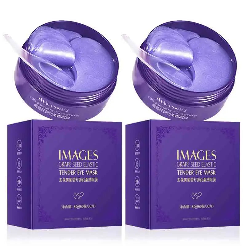 60pcs/box IMAGES Grape Crystal Collagen Eye Mask Anti Dark Circles Eye Bags Moisturizing Anti-aging Eye Patches Eyes Gel Masks