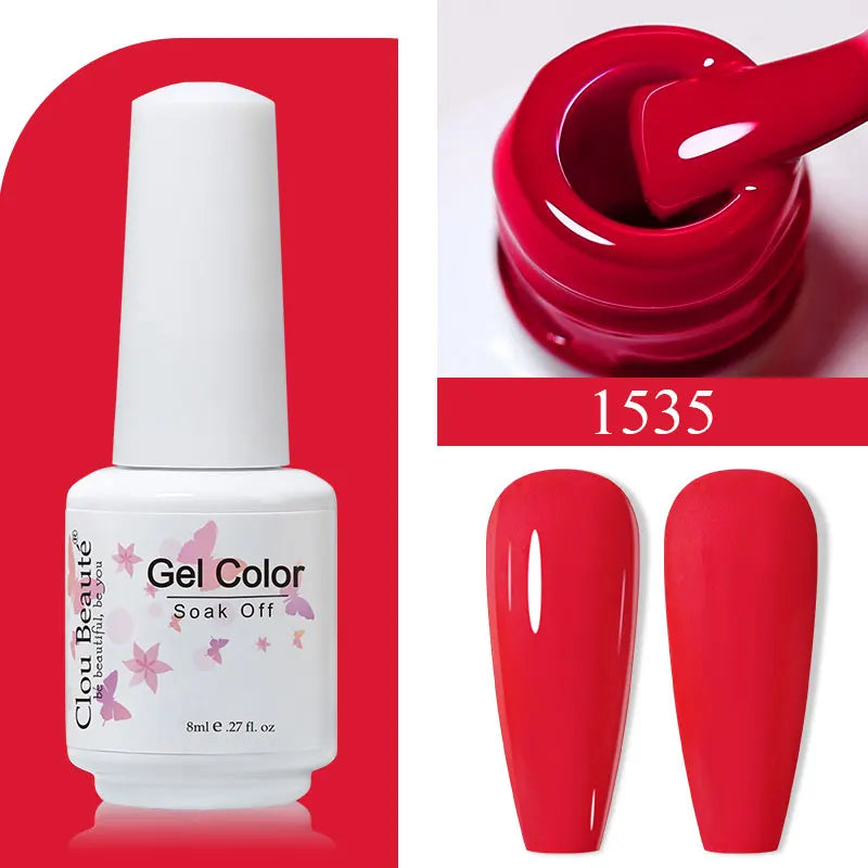 Clou Beaute 8ml Gel Polish Colorful Glitter UV Nail Gel Vernis Semi Permanent Glass Bottle Blue Green White Soak Off Gel Nail